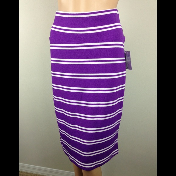LuLaRoe Dresses & Skirts - LuLaRoe Cassie Pencil Skirt purple stripes